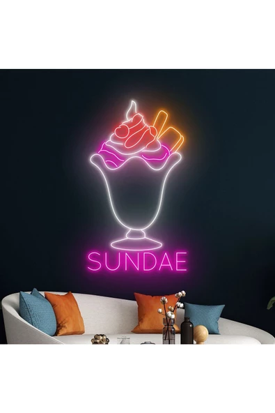 Twins Led Aydınlatma SUNDAE Yazılı ve Şekilli Neon Tabela ürün görseli 1