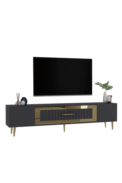 DemonteHome DEKOLP3DH TV SEHPASI ANTRASİT ALTIN - 4