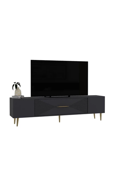 DemonteHome DEKOL1DH TV SEHPASI ANTRASİT ALTIN - 4