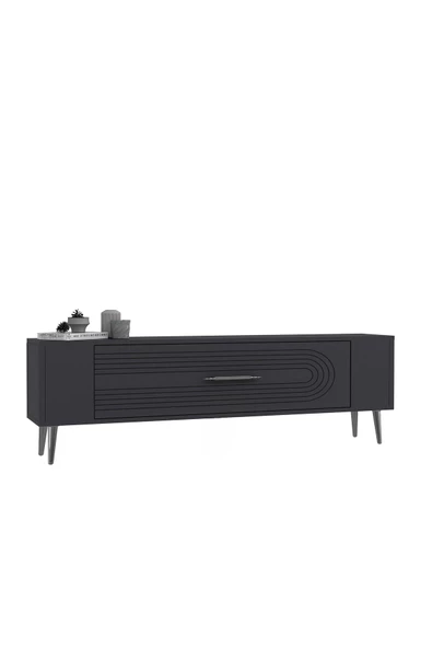 DemonteHome RETROL3DH TV SEHPASI ANTRASİT GÜMÜŞ - 4