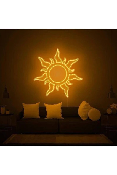 Twins Led Aydınlatma Güneş Figürlü Dekoratif Neon Tabela ürün görseli