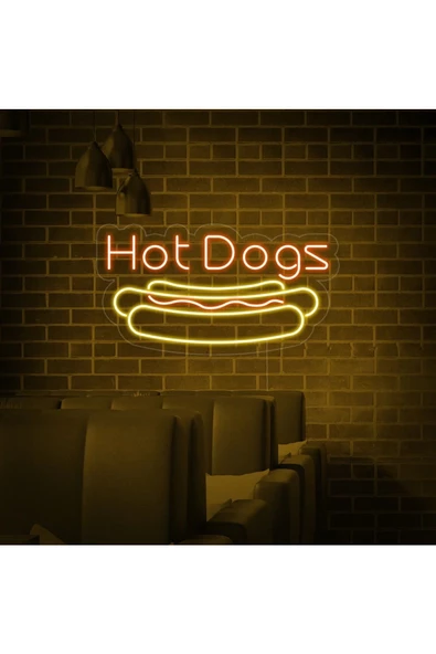 Twins Led Aydınlatma Hot Dogs Yazılı ve Şekilli Neon Tabela ürün görseli 1