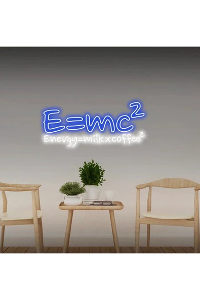 Twins Led Aydınlatma E=mc² Energy=milkxcoffee² Yazılı Neon Tabela ürün görseli 1
