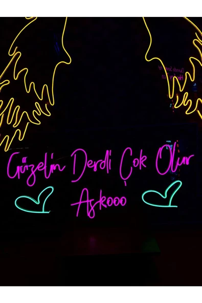 Twins Led Aydınlatma Güzelin Derdi Çok Olur Aşkooo Yazılı Neon Tabela ürün görseli