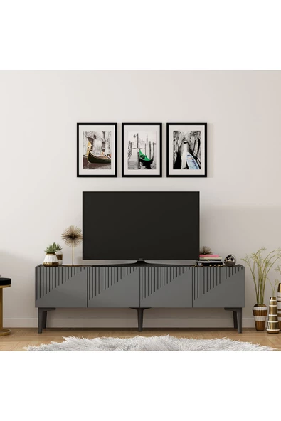 DemonteHome DRAWDH TV ÜNİTESİ ANTRASİT CEVİZ