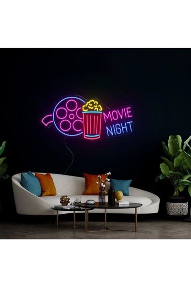 Twins Led Aydınlatma MOVIE NIGHT Yazılı ve Şekilli Neon Tabela