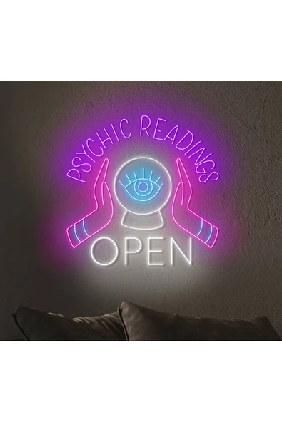 Twins Led Aydınlatma PSYCHIC READINGS OPEN Yazılı ve Şekilli Neon Tabela ürün görseli