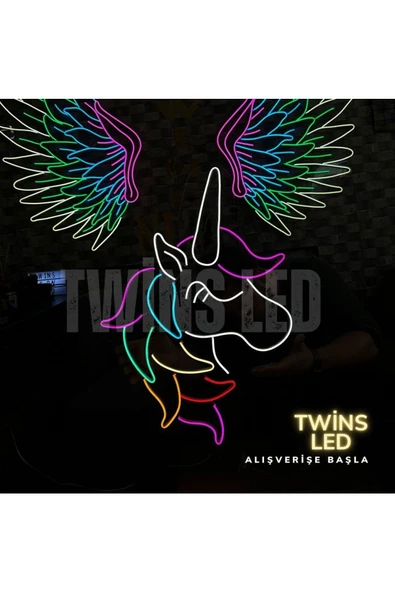 Twins Led Aydınlatma Unicorn Figürlü Neon Tabela - Resim 3