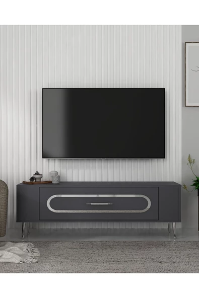 DemonteHome RETROP3DH TV SEHPASI ANTRASİT GÜMÜŞ