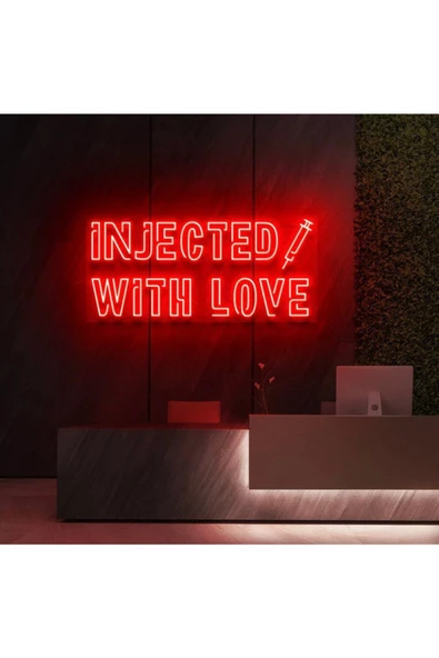 Twins Led Aydınlatma INJECTED WITH LOVE Yazılı ve Şekilli Neon Tabela