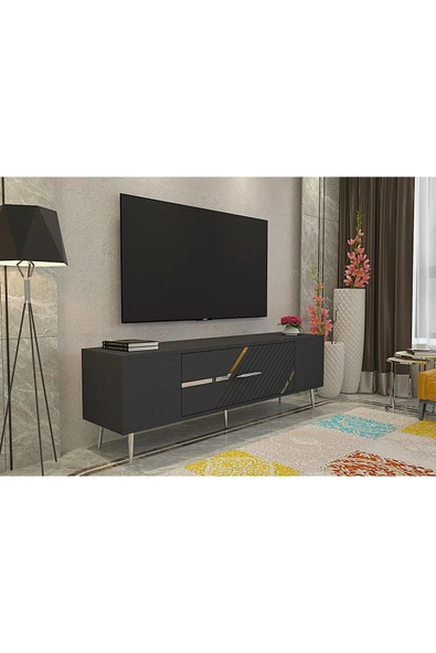 DemonteHome DEKOLP5DH TV SEHPASI ANTRASİT GÜMÜŞ - 2