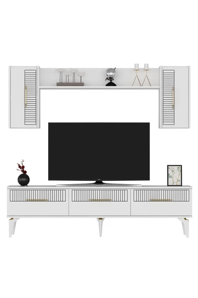 DemonteHome ALVİNDH TV ÜNİTESİ TAKIMI BEYAZ - 5