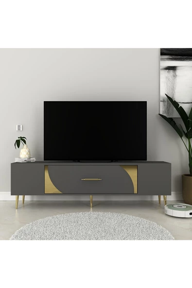 DemonteHome DEKOP2 TV SEHPASI ANTRASİT ALTIN