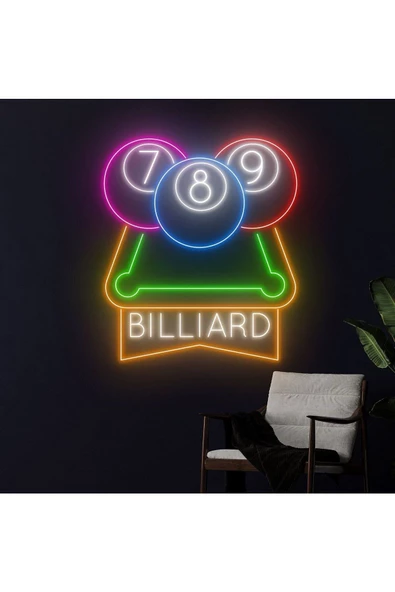 Twins Led Aydınlatma BILLIARD Yazılı ve Şekilli Neon Tabela ürün görseli 1