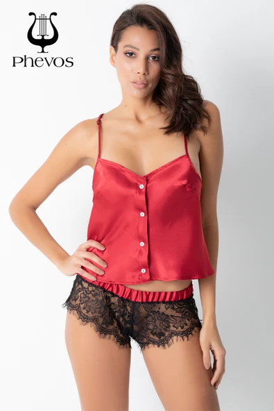 Phevos Dantelli Saten Şortlu Takım-3572 ürün görseli