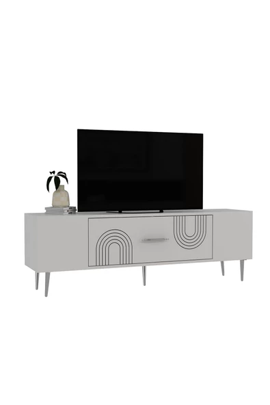 DemonteHome DEKOL2DH TV SEHPASI BEYAZ GÜMÜŞ - 4