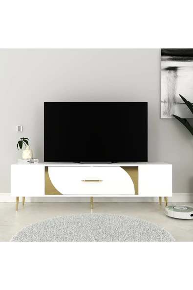 DemonteHome Dekop2 Tv Sehpasi Beyaz Altin