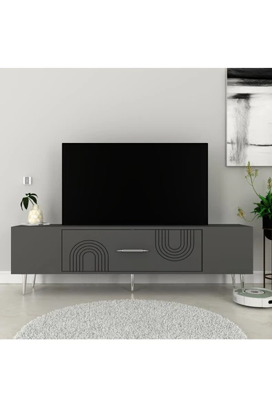 DemonteHome DEKOL2DH TV SEHPASI ANTRASİT GÜMÜŞ