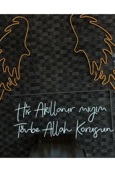 Twins Led Aydınlatma Hiç Akıllanır Mıyım Tövbe Allah Korusun Yazılı Neon Tabela - Resim 3
