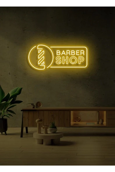 Twins Led Aydınlatma BARBER SHOP Yazılı ve Şekilli Neon Tabela ürün görseli 1