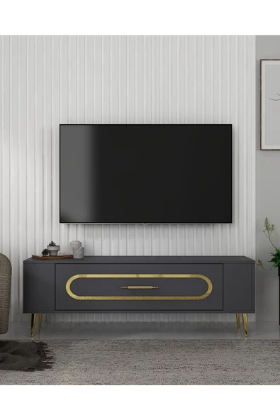 DemonteHome RETROP3DH TV SEHPASI ANTRASİT ALTIN