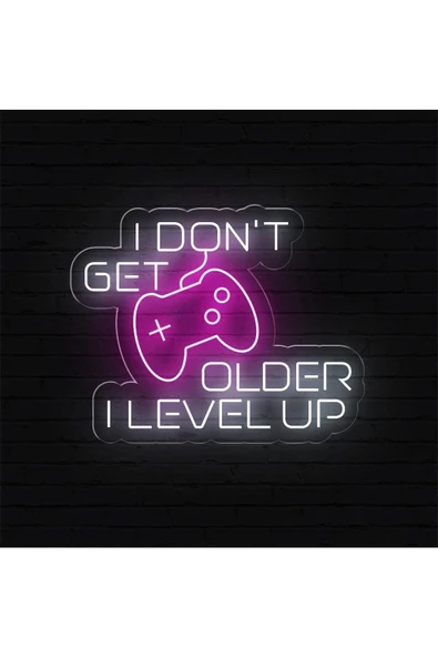 Twins Led Aydınlatma I DON'T GET OLDER I LEVEL UP Yazılı ve Şekilli Neon Tabela