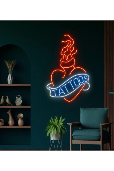 Twins Led Aydınlatma TATTOOS Yazılı Neon Tabela