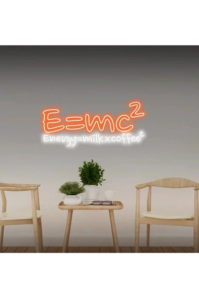 Twins Led Aydınlatma E=mc² Energy=milkxcoffee² Yazılı Neon Tabela ürün görseli