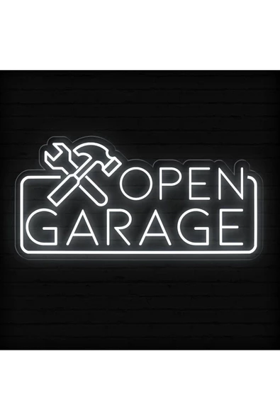 Twins Led Aydınlatma OPEN GARAGE Yazılı ve Şekilli Neon Tabela ürün görseli