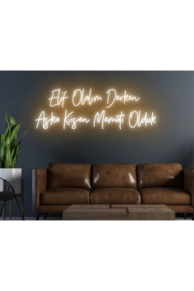 Twins Led Aydınlatma Elif Olalım Derken Aşka Küsen Memati Olduk Yazılı Neon Tabela ürün görseli 1