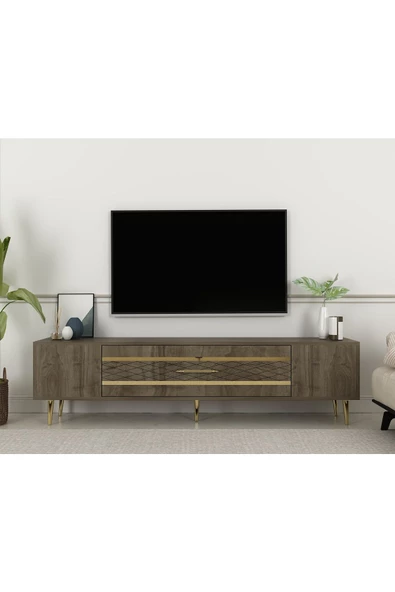 DemonteHome DEKOLP2DH TV SEHPASI CEVİZ ALTIN