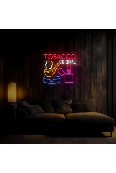 Twins Led Aydınlatma TOBACCO ORIGINAL Yazılı ve Şekilli Neon Tabela - Resim 3
