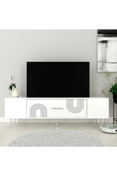 DemonteHome DEKOL2DH TV SEHPASI BEYAZ GÜMÜŞ