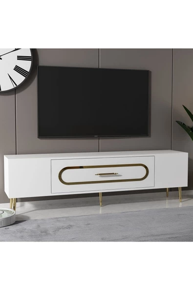 DemonteHome DEKOP3DH TV SEHPASI BEYAZ ALTIN - 2