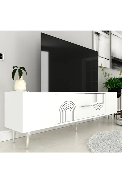 DemonteHome DEKOL2DH TV SEHPASI BEYAZ GÜMÜŞ - 2