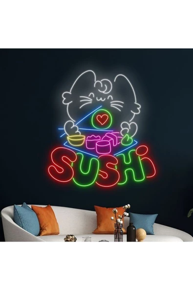 Twins Led Aydınlatma SUSHİ Yazılı ve Şekilli Neon Tabela ürün görseli 1