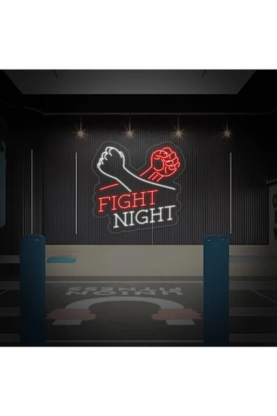 Twins Led Aydınlatma FIGHT NIGHT Yazılı ve Şekilli Neon Tabela ürün görseli