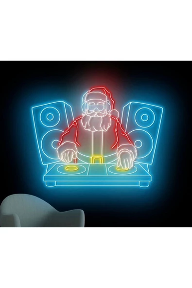 Twins Led Aydınlatma DJ Noel Baba Figürlü Neon Tabela ürün görseli 1