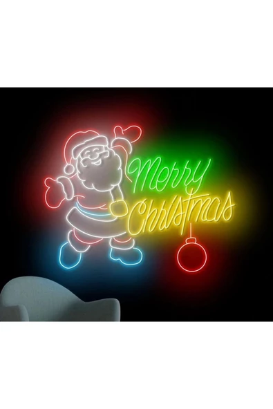 Twins Led Aydınlatma Merry Christmas Yazılı ve Şekilli Neon Tabela