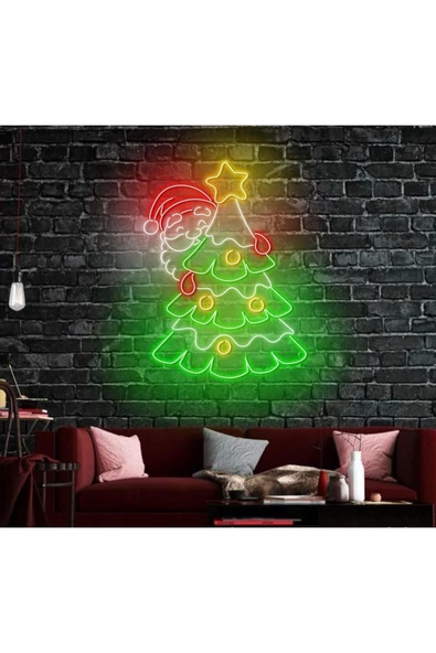 Twins Led Aydınlatma Noel Baba ve Yılbaşı Ağacı Figürlü Neon Tabela ürün görseli 1