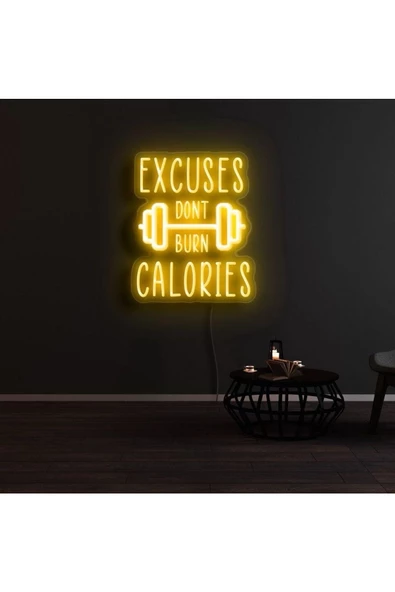 Twins Led Aydınlatma EXCUSES DONT BURN CALORIES Yazılı ve Şekilli Neon Tabela ürün görseli 1
