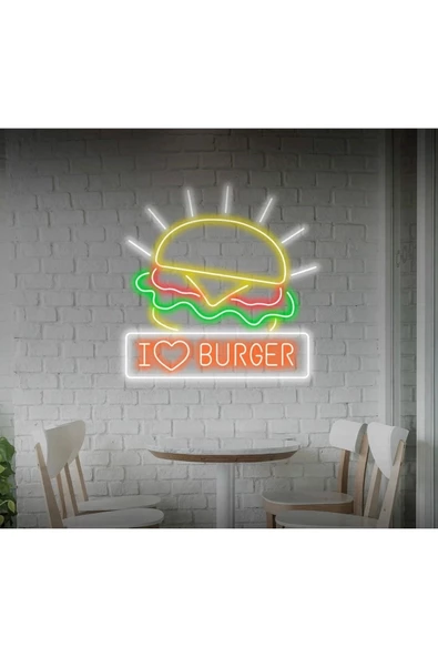Twins Led Aydınlatma I BURGER Yazılı ve Şekilli Neon Tabela