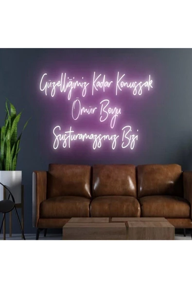 Twins Led Aydınlatma Güzelliğimiz Kadar Konuşsak Ömür Boyu Susturamazsınız Bizi Yazılı Neon Tabela ürün görseli 1