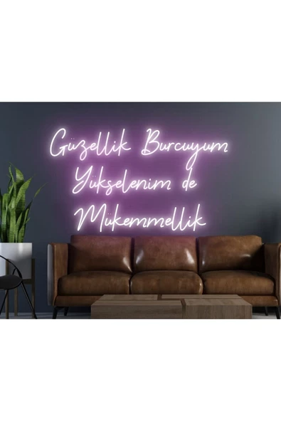 Twins Led Aydınlatma Güzellik Burcuyum Yükselenim de Mükkemmellik Yazılı Neon Tabela