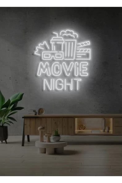 Twins Led Aydınlatma MOVIE NIGHT Yazılı ve Şekilli Neon Tabela ürün görseli 1