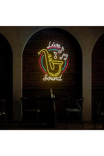 Twins Led Aydınlatma Live Sound Yazılı ve Şekilli Neon Tabela - Resim 2