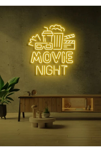 Twins Led Aydınlatma MOVIE NIGHT Yazılı ve Şekilli Neon Tabela ürün görseli 1