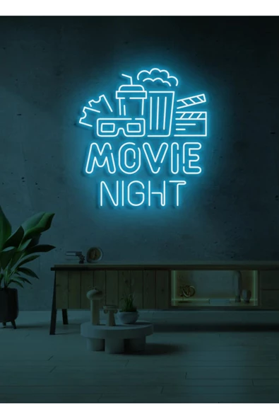 Twins Led Aydınlatma MOVIE NIGHT Yazılı ve Şekilli Neon Tabela