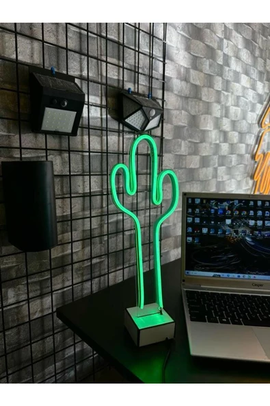 Twins Led Aydınlatma KAKTÜS Neon Led Işıklı Masa Lambası - Resim 2