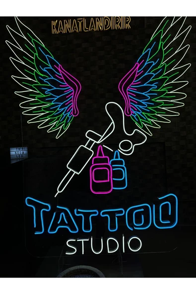 Twins Led Aydınlatma TATTOO STUDIO Yazılı Neon Tabela - Resim 2